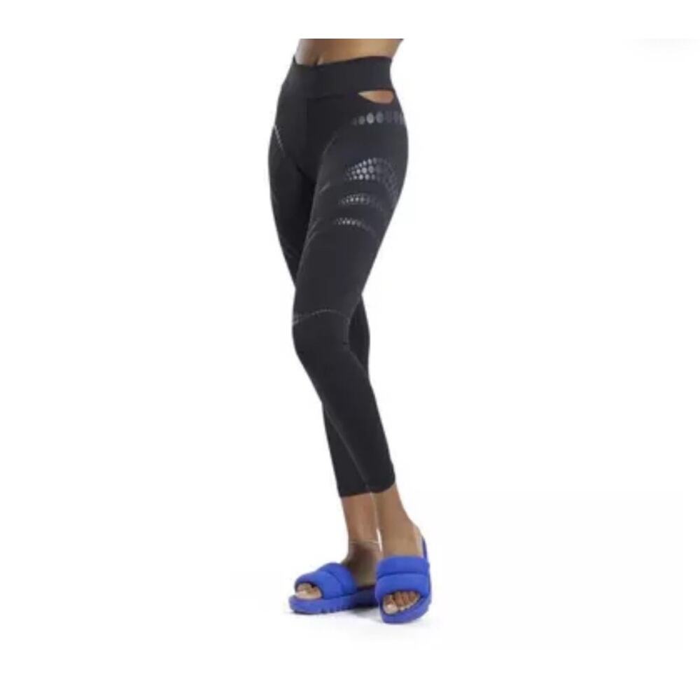 Reebok x Cardi B High-Waisted Leggings Women’s Size Small Black‎ Dot Print
